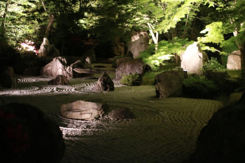 sand patterns close-up in Beautiful zen garden in Seiryuden 