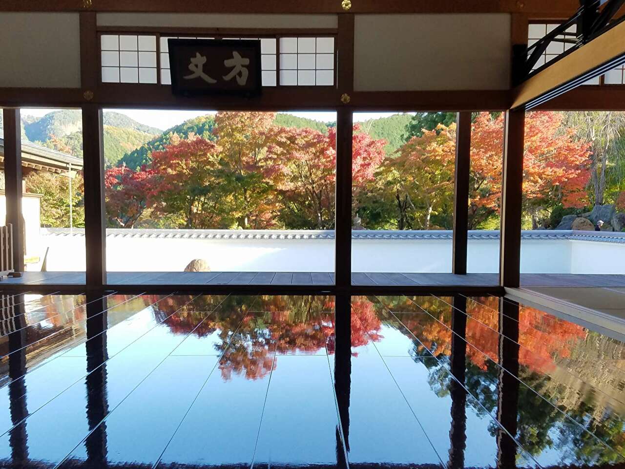 Reflection of Maple Trees on the floor in Hotokuji